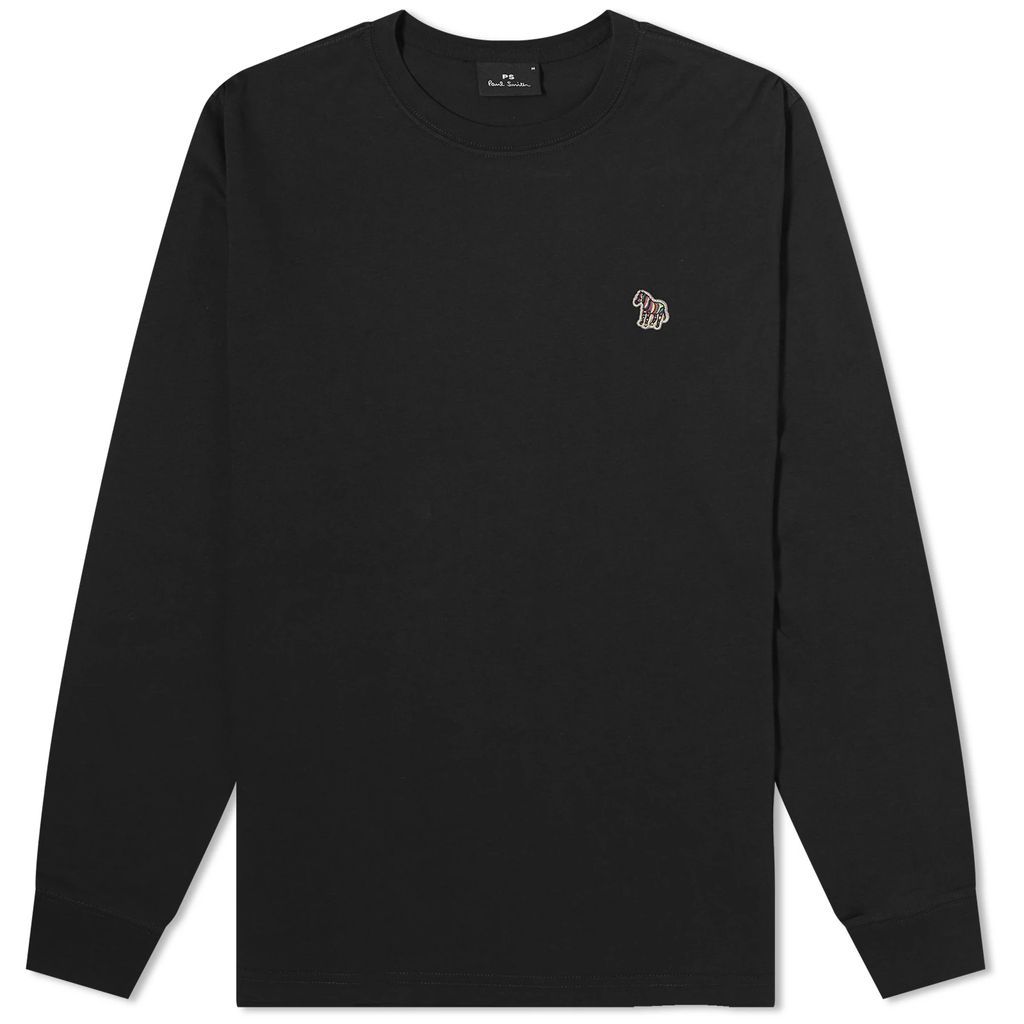 Men's Long Sleeve Zebra Logo T-Shirt Black