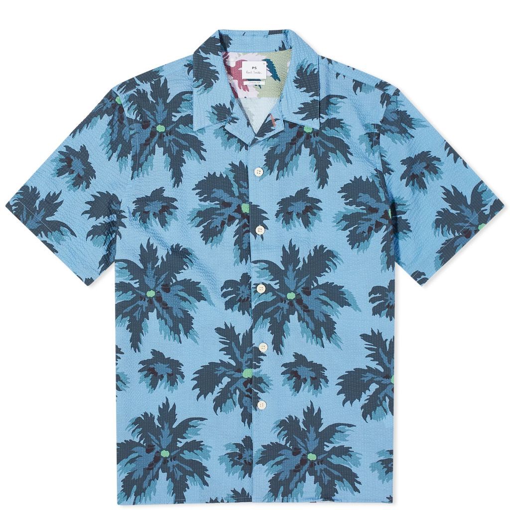 Men's Seersucker Printed Vacation Shirt Blue