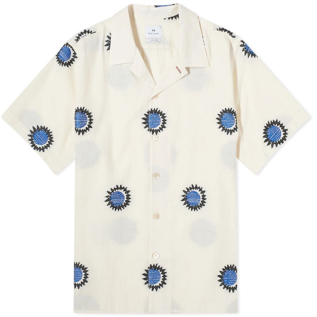Men's Embroidered Vacation Shirt Blue