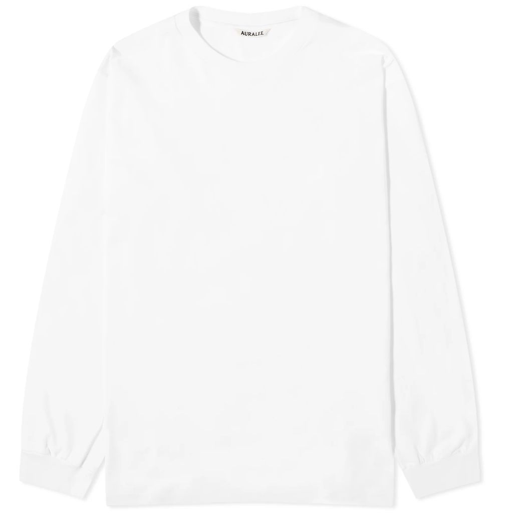 Men's Long Sleeve Luster Plaiting T-Shirt White