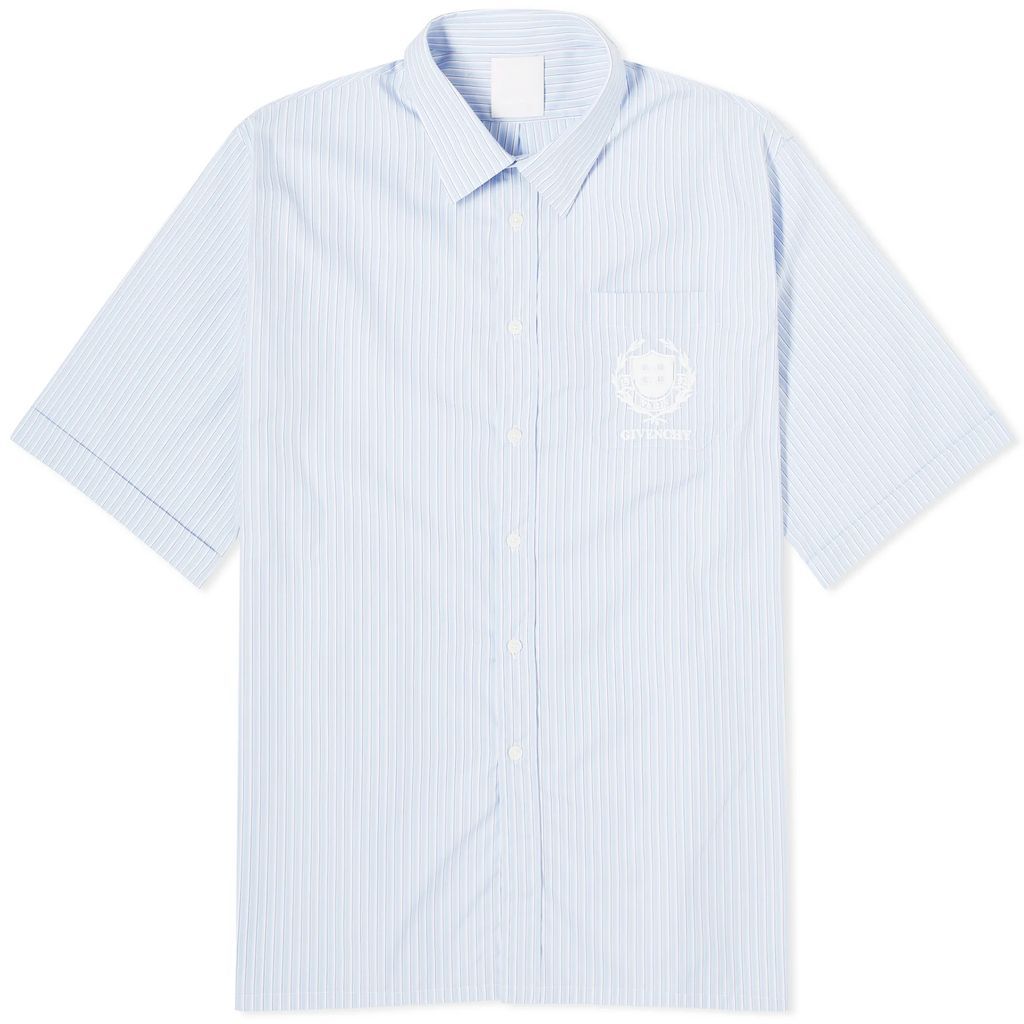Men's Crest Logo Stripe Short Sleeve Shirt Light Blue