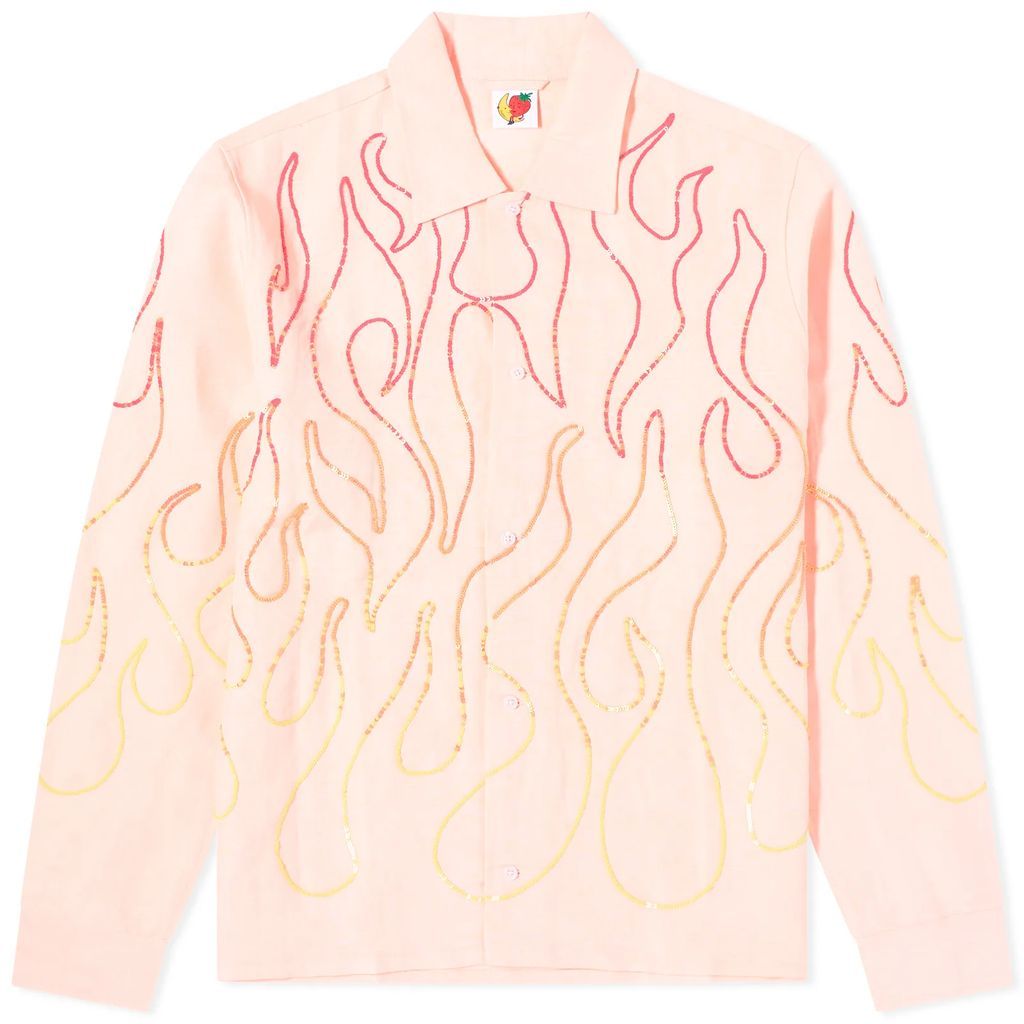 Men's Flame Embroidered Shirt Pink
