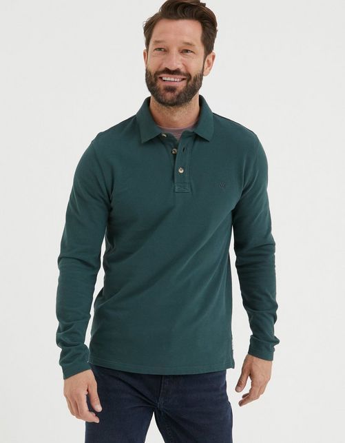 Mens Long Sleeve Organic Pique Polo