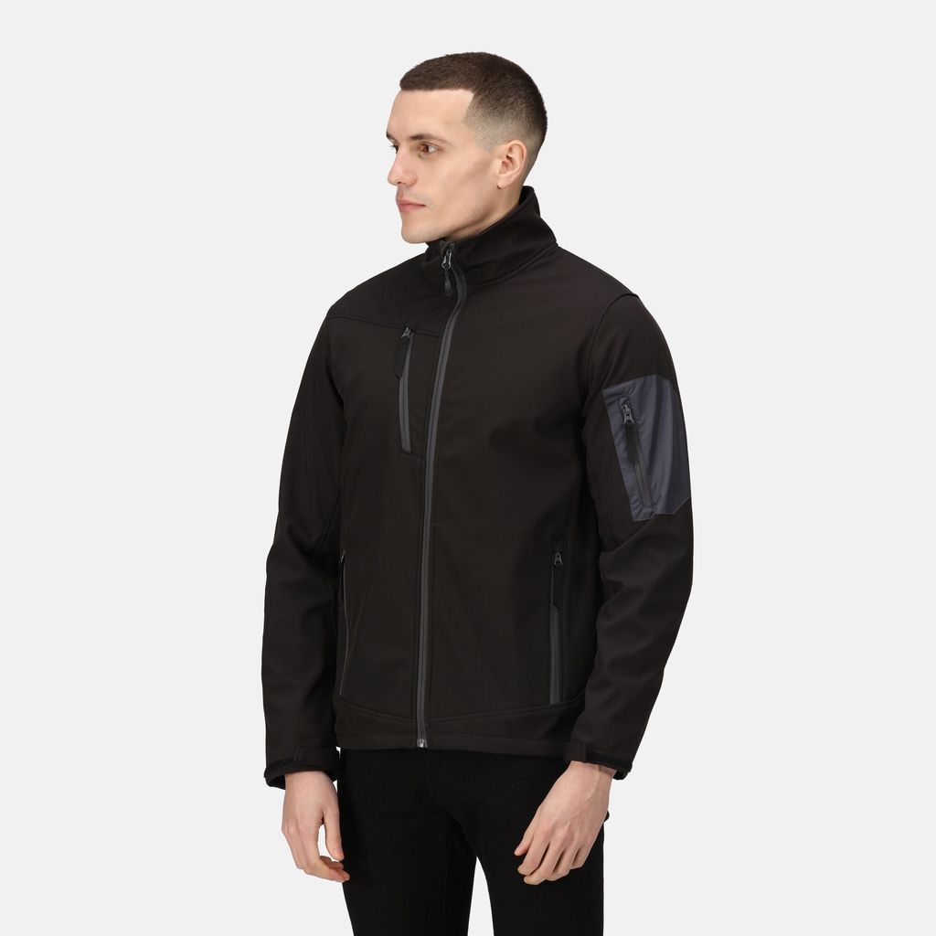 Regatta Men's Wind Resistant Arcola 3 Layer Membrane Softshell Jacket Black Seal Grey, Size: M