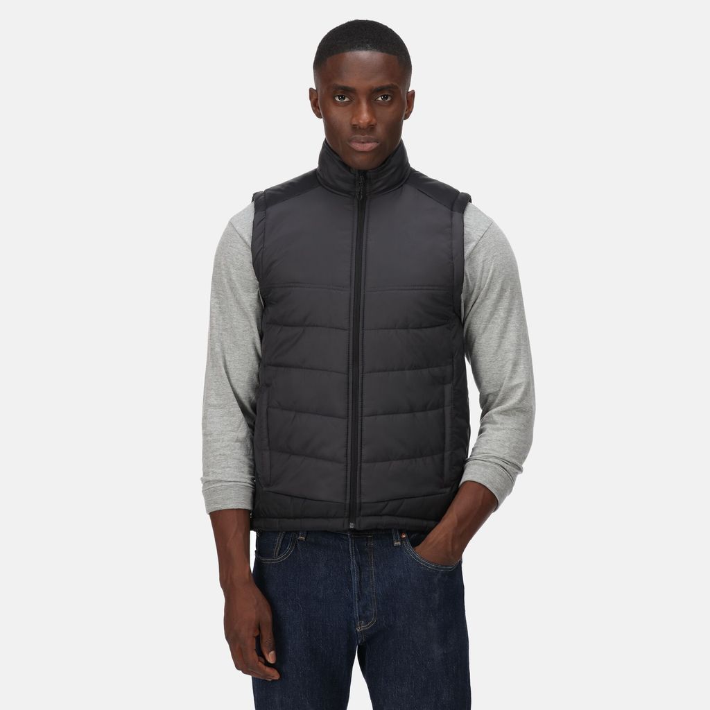 Men's Water-repellent Contrast Insulated Body Warmer Seal Grey Black, Size: XS