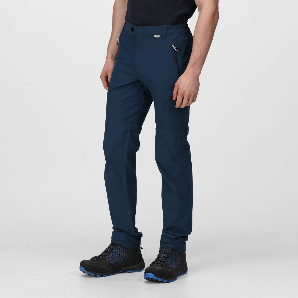 Men's Highton Zip Off Walking Trousers Moonlight Denim, Size: 38L