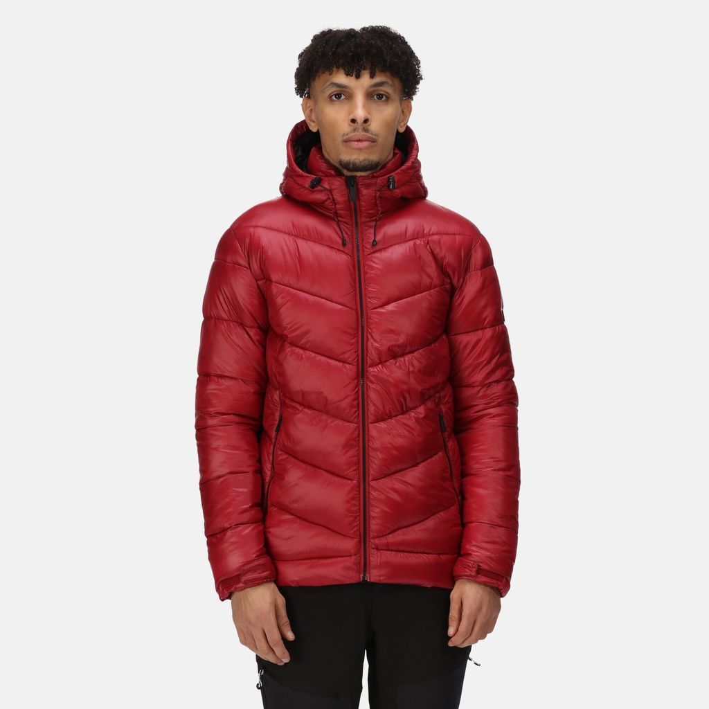 Men's Water-repellent Toploft II Hooded Puffer Jacket Dark Red, Size: L