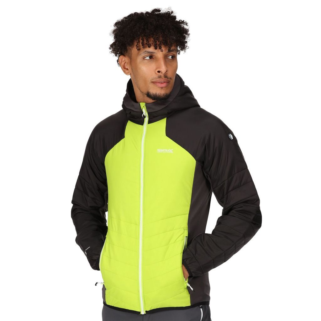 Men's Water-repellent Trutton Softshell Hooded Jacket Bright Kiwi Black, Size: M
