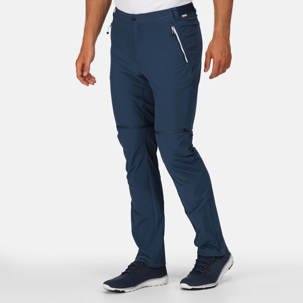 Men's Water-repellent Mountain Zip Off Walking Trousers Blue Wing, Size: 30 Regular