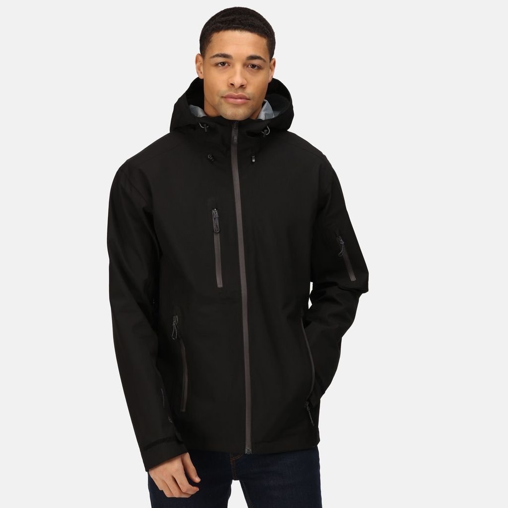Triode 3 Layer Waterproof Shell Jacket Black Seal Grey, Size: L