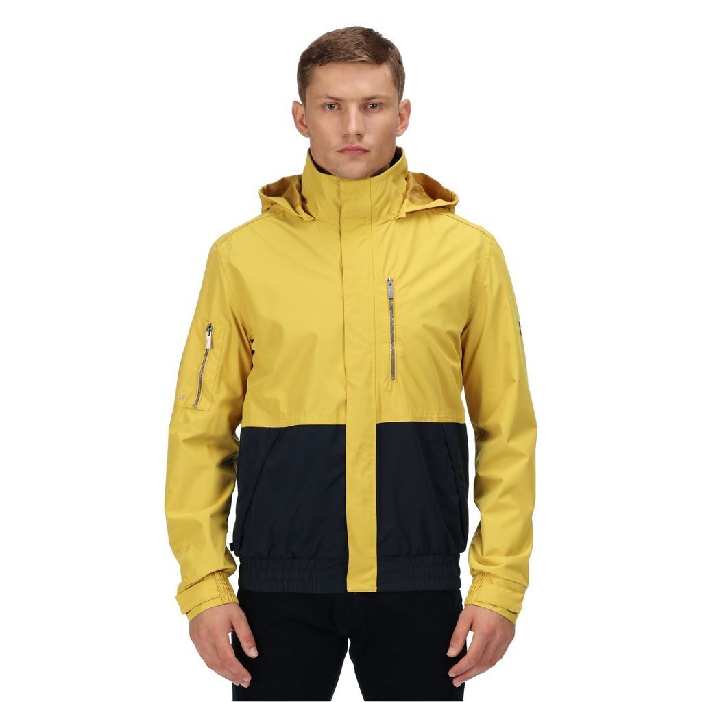 Men's Feelding Waterproof Bomber Jacket Yellow Gold Navy, Size: L