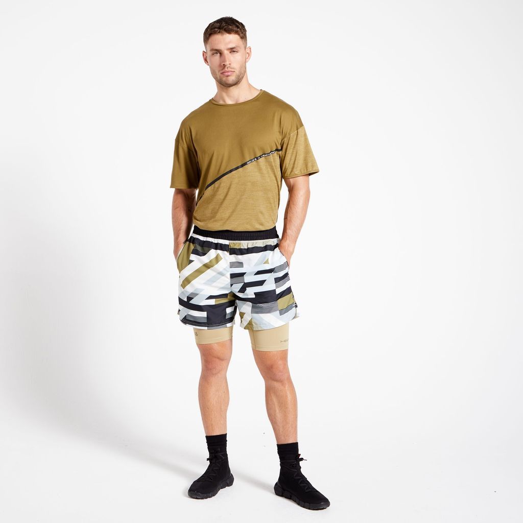 Men's Quick Drying Psych Up Training Shorts Slate Green Hero Print, Size: XS