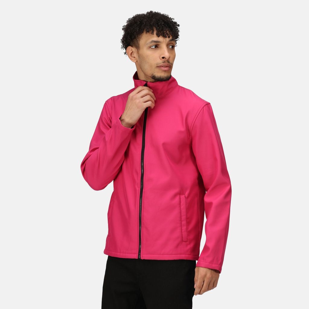 Regatta Workwear Men's Breathable Ablaze Printable Softshell Jacket Hot Pink Black, Size: Xxxl