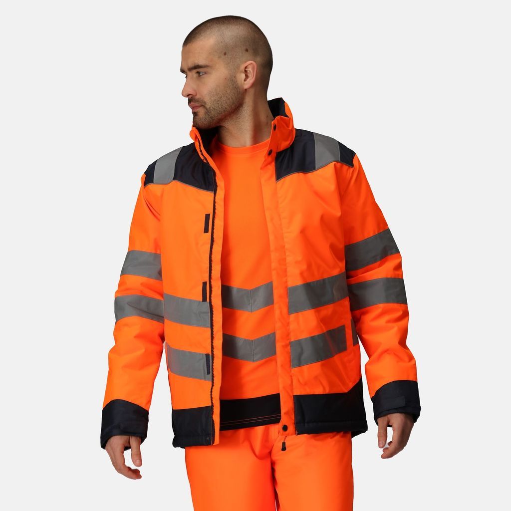Men's Hi-Vis Powercell 5000 Thermogen Heated Jacket Orange Navy, Size: L