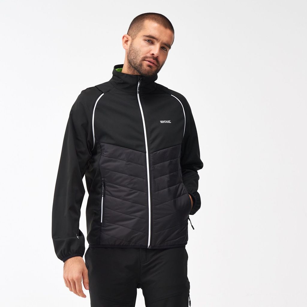 Men's Breathable Steren Hybrid Softshell Jacket Black Jasmine Green, Size: XL
