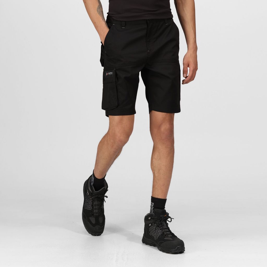 Water-Repellent Men's Black Heroic Cargo Shorts, Size: 34