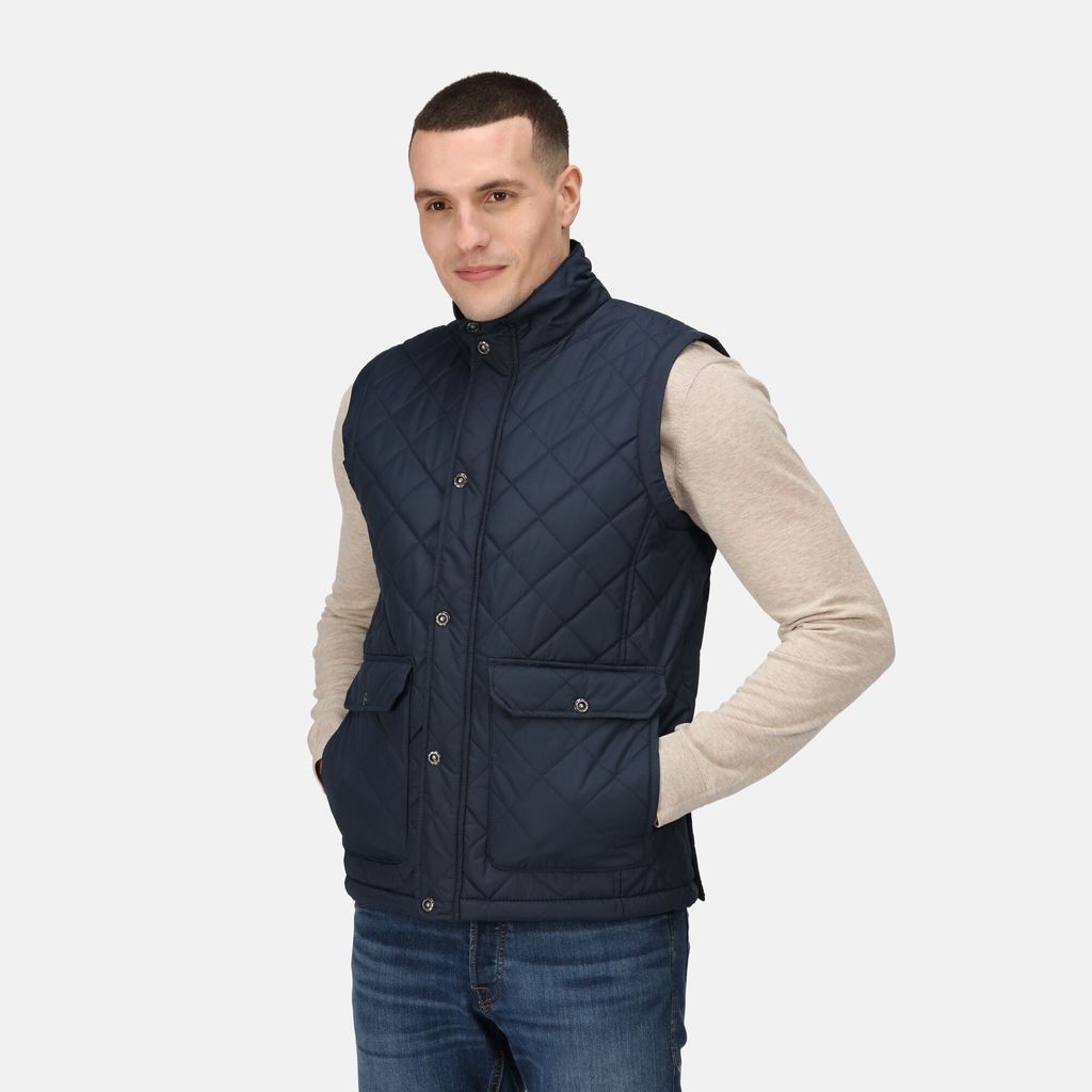 Men's Water-repellent Tyler Diamond Quilted Insulated Bodywarmer Navy, Size: L