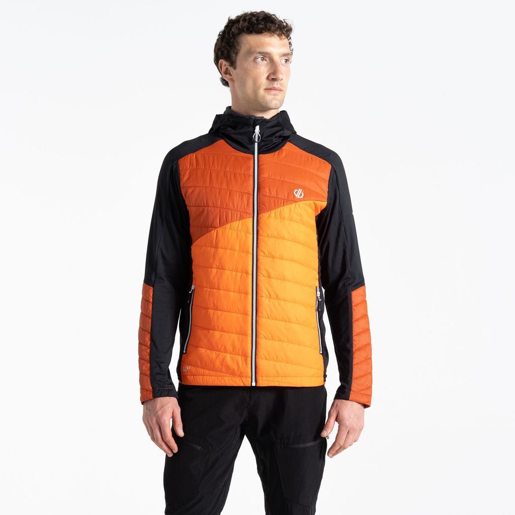 Men's Orange and Brown Colour Block Touring Hybrid Jacket, Size: S
