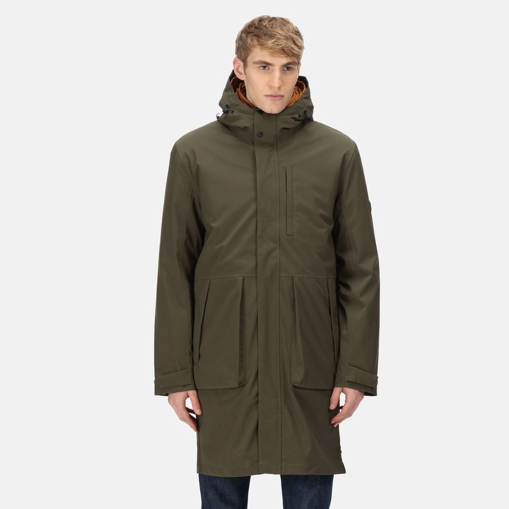 Water-repellent Mens Khaki Freddie Flintoff Collection - Alessandro 3-In-1 Parka Jacket Size:, S