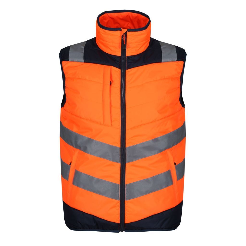 Men's Hi-Vis Baffle Bodywarmer Orange Navy, Size: S