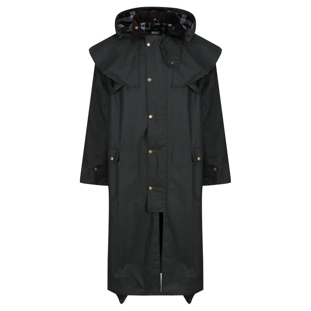Men's Cranbrook Longline Wax Jacket Dark Khaki, Size: S