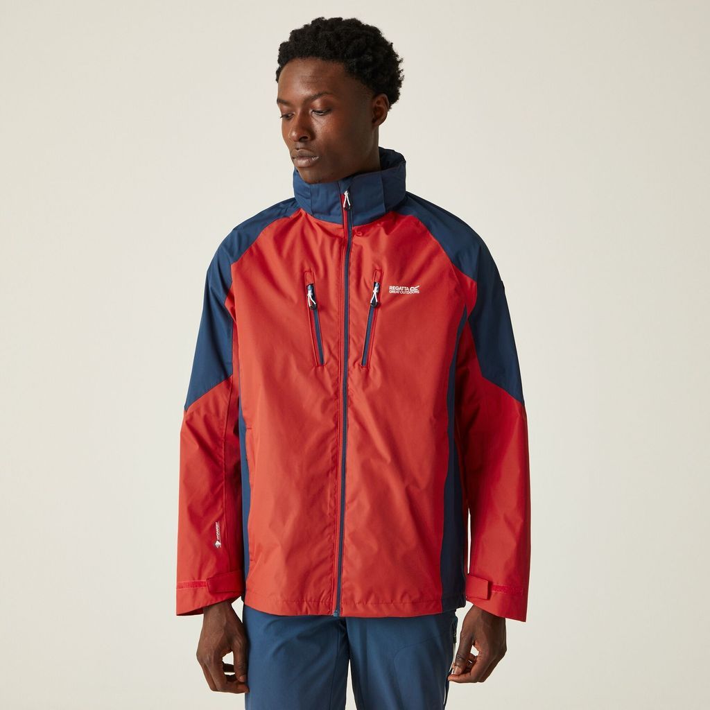 Men's Breathable Calderdale V Waterproof Jacket Danger Red Moonlight Denim, Size: L