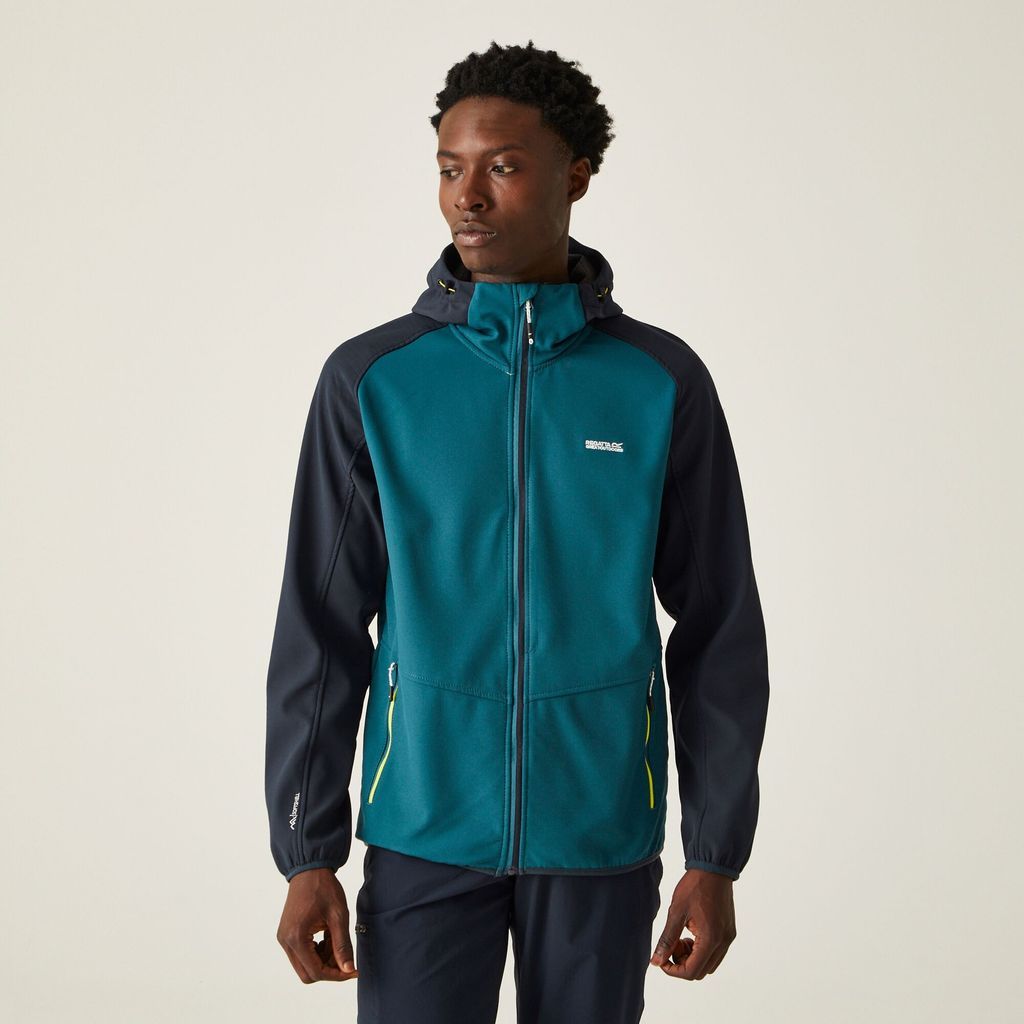 Men's Water-repellent Arec Iii Softshell Jacket Moroccan Blue Navy Citron Lime, Size: 3XL