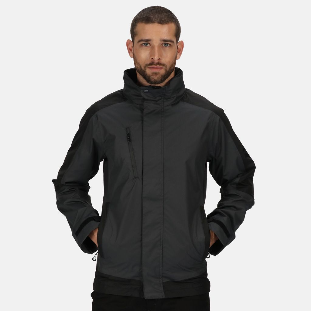 Men's Contrast Waterproof Shell Jacket Seal Grey Black
