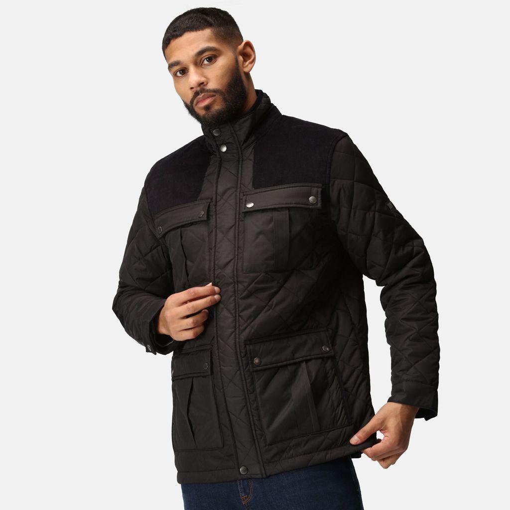 Men's Padbury Quilted Jacket Black, Size: S