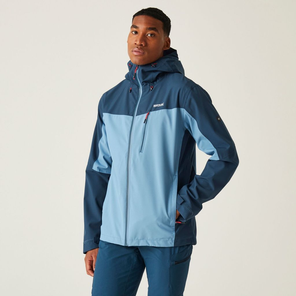 Men's Breathable Birchdale Waterproof Jacket Coronet Blue Moonlight Denim Danger Red, Size: Xxl