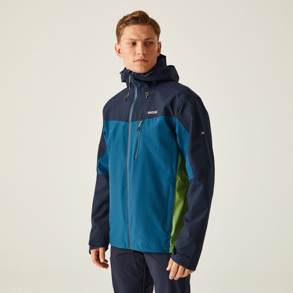 Men's Breathable Birchdale Waterproof Jacket Moroccan Blue Navy Piquant Green, Size: M