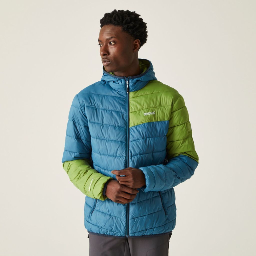 Men's Water-repellent Hooded Hillpack II Jacket Moroccan Blue Piquant Green Citron Lime, Size: M