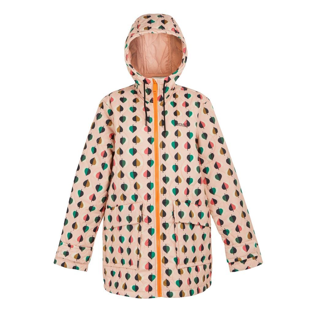 Orla Kiely Mid Length Quilted Jacket Tiny Elm Pink, Size: 14L