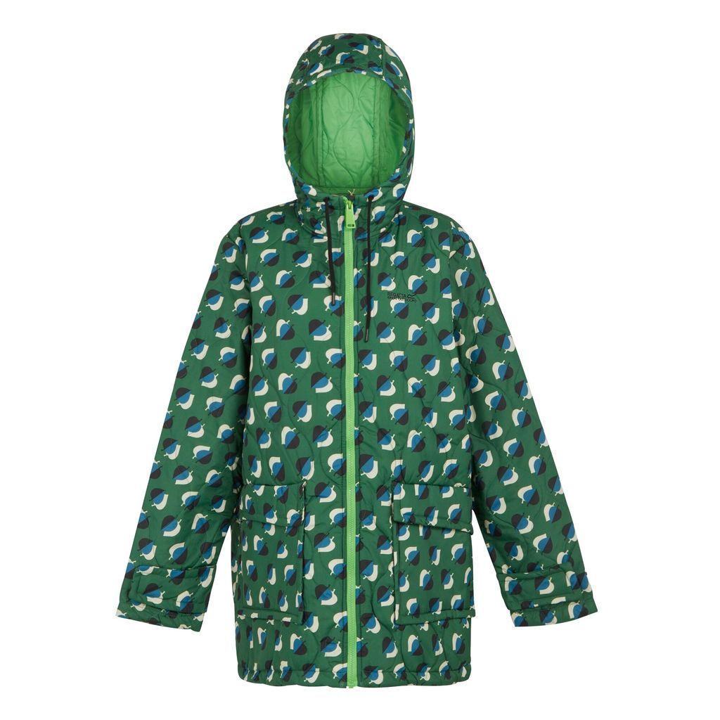 Orla Kiely Mid Length Quilted Jacket Shadow Elm Emerald, Size: 16L