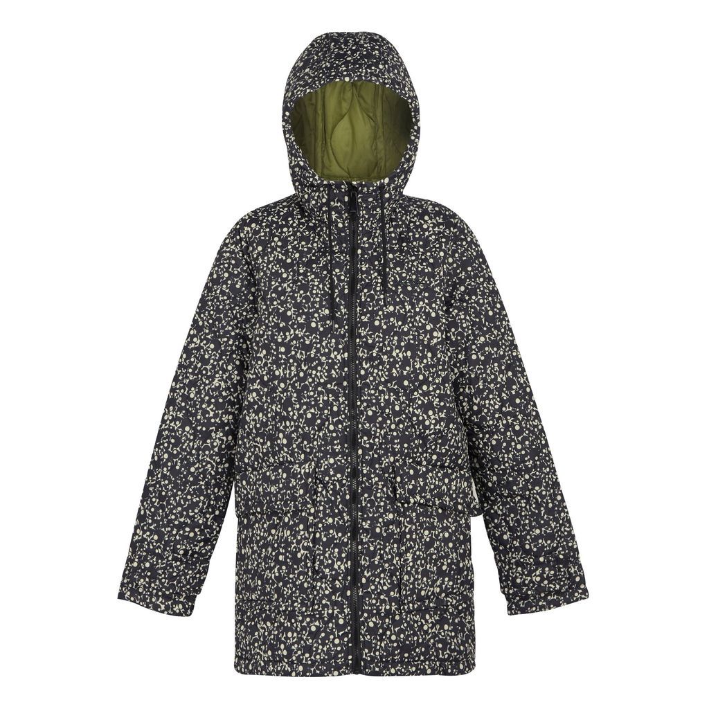 Orla Kiely Mid Length Quilted Jacket Berry Bubble Black, Size: 16L