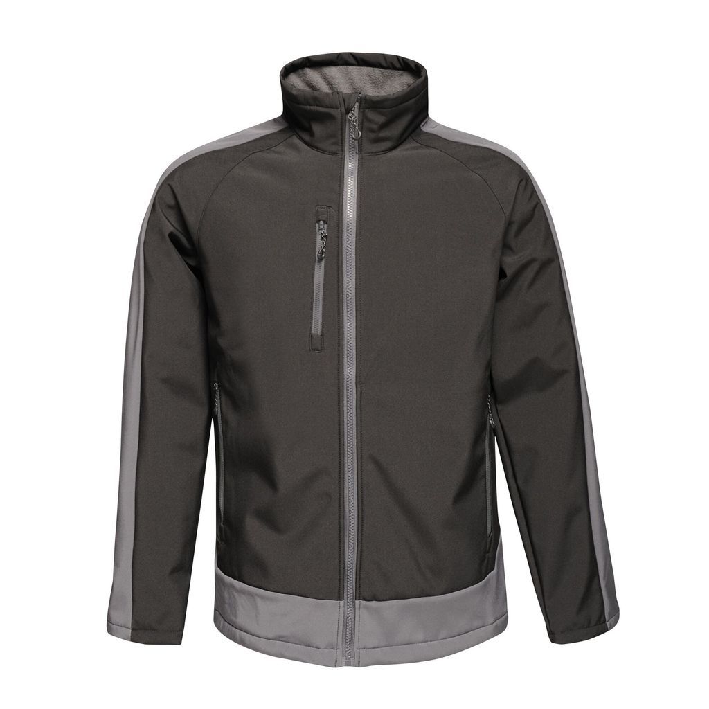 Men's Breathable Contrast 3 Layer Printable Softshell Jacket Black Seal Grey, Size: Xxs