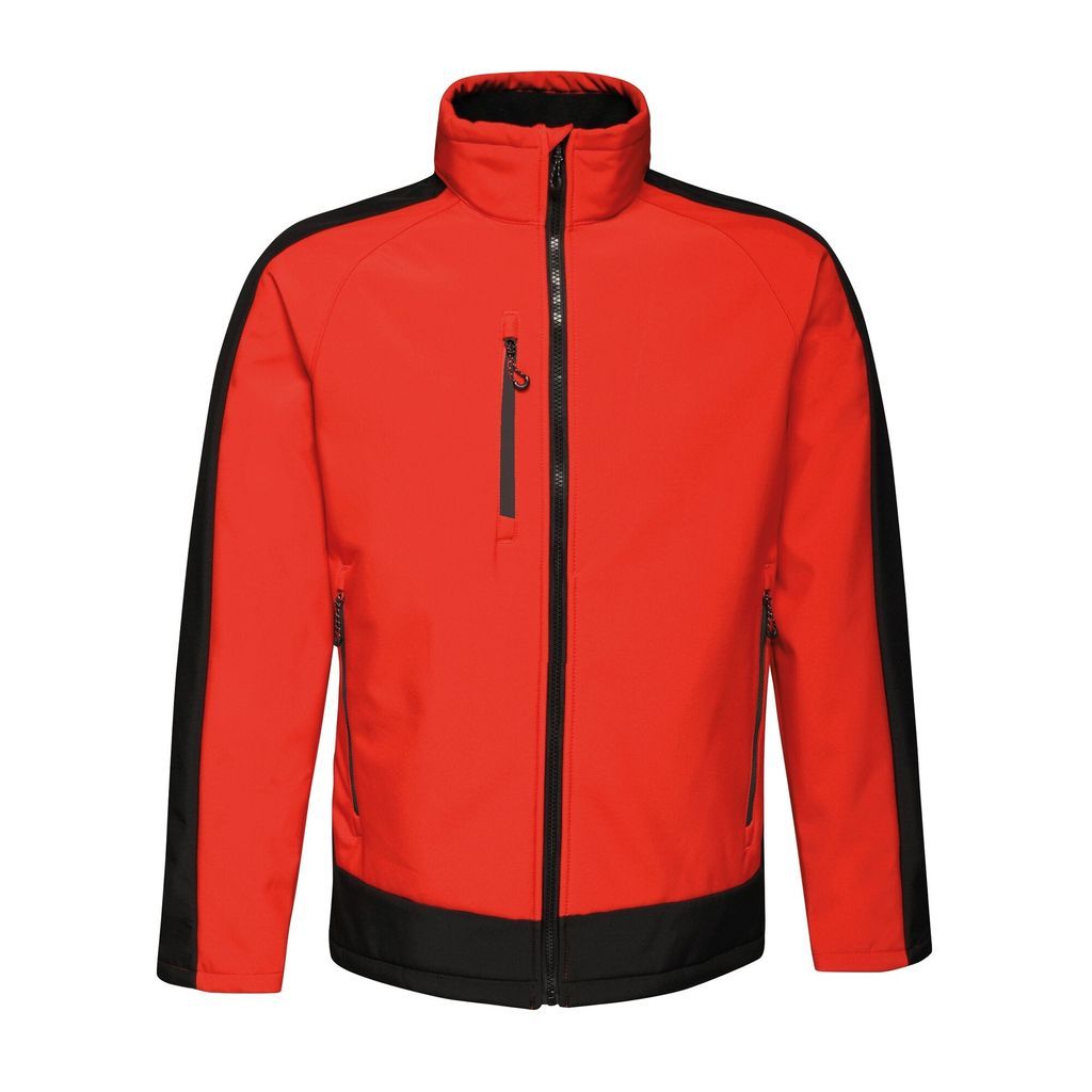 Men's Breathable Contrast 3 Layer Printable Softshell Jacket Classic Red Black, Size: XS