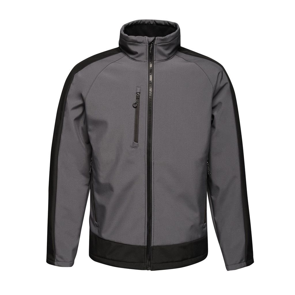 Regatta Workwear Men's Contrast 3 Layer Printable Softshell Jacket Seal Grey Black, Size: Xxxl