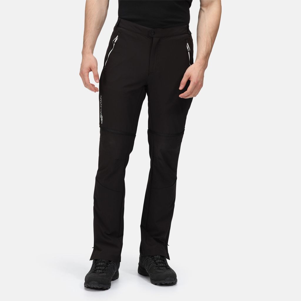 Men's Water-repellent Mountain Zip Off Walking Trousers Black, Size: 42R