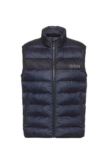 Recycled-fabric puffer gilet with reversed logo