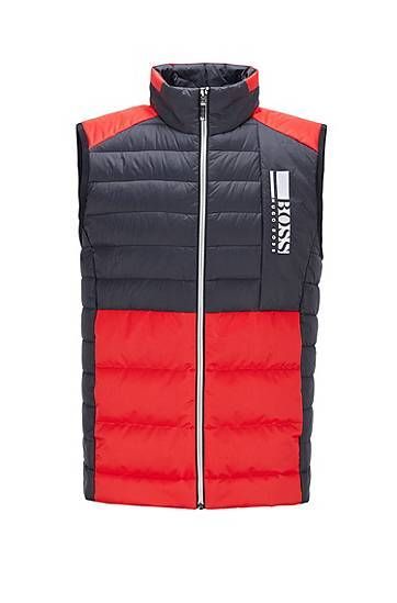 Colour-block down gilet in water-repellent fabric