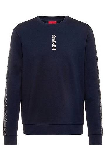 Interlock-cotton sweatshirt with cropped-logo trims