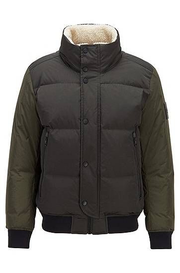 Relaxed-fit down jacket with teddy collar lining