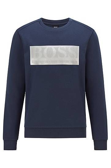 Cotton-blend sweatshirt with contrast logo band