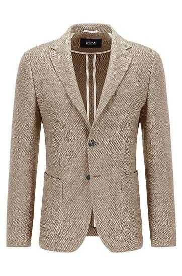 Slim-fit jacket in micro-patterned jersey with wool
