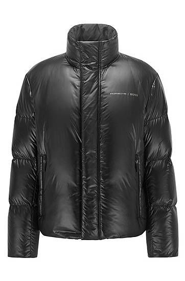 Relaxed-fit down puffer jacket with branding