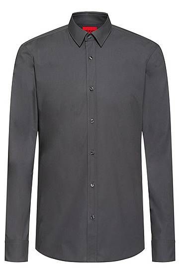 Extra-slim-fit shirt in easy-iron stretch-cotton canvas
