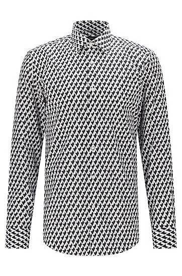 Geometric-print slim-fit shirt in a TENCEL™ Lyocell blend