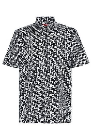 Relaxed-fit shirt in logo-print paper-touch cotton