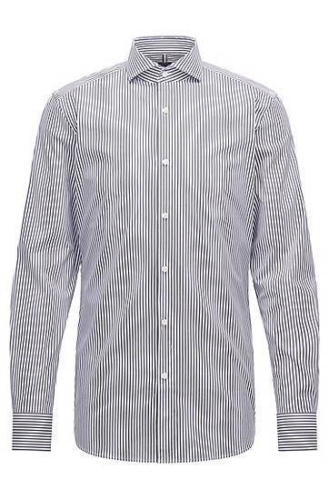 Slim-fit shirt in striped Italian cotton-blend satin